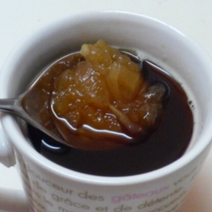 |･∀･)/自家製のりんごジャムで、おすすめのアップルジャムコーヒーをいただきました♪
ちょうどいい甘さで美味しいですね＾＾ごちそう様でしたヾ(o･∀･o)ﾉﾞ
